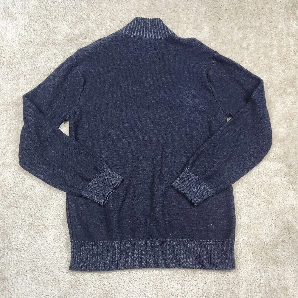 American Rag Cie Sweater Mens M Black 1/4 Zip Mock Neck Pullover Stretch A683
